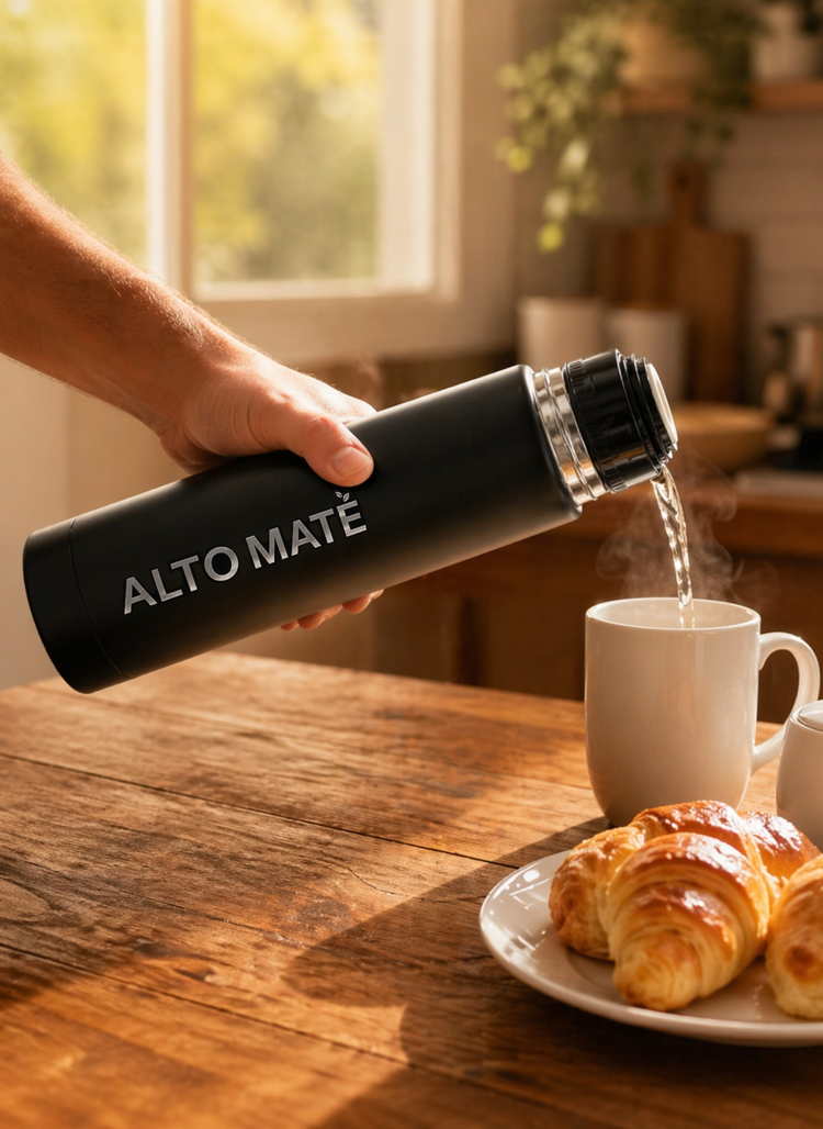 ALTO MATÉ negro utilizado como termo para servir agua.